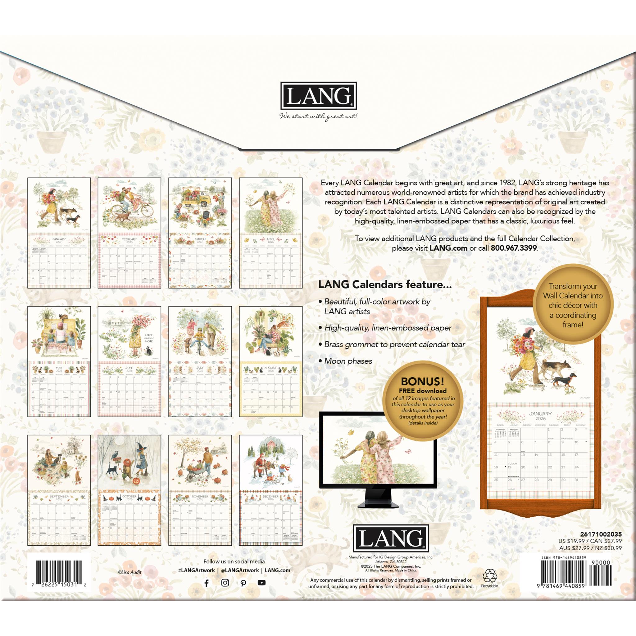 Calendrier mural édition spéciale de luxe « Moments de bonheur » 2026 avec impression