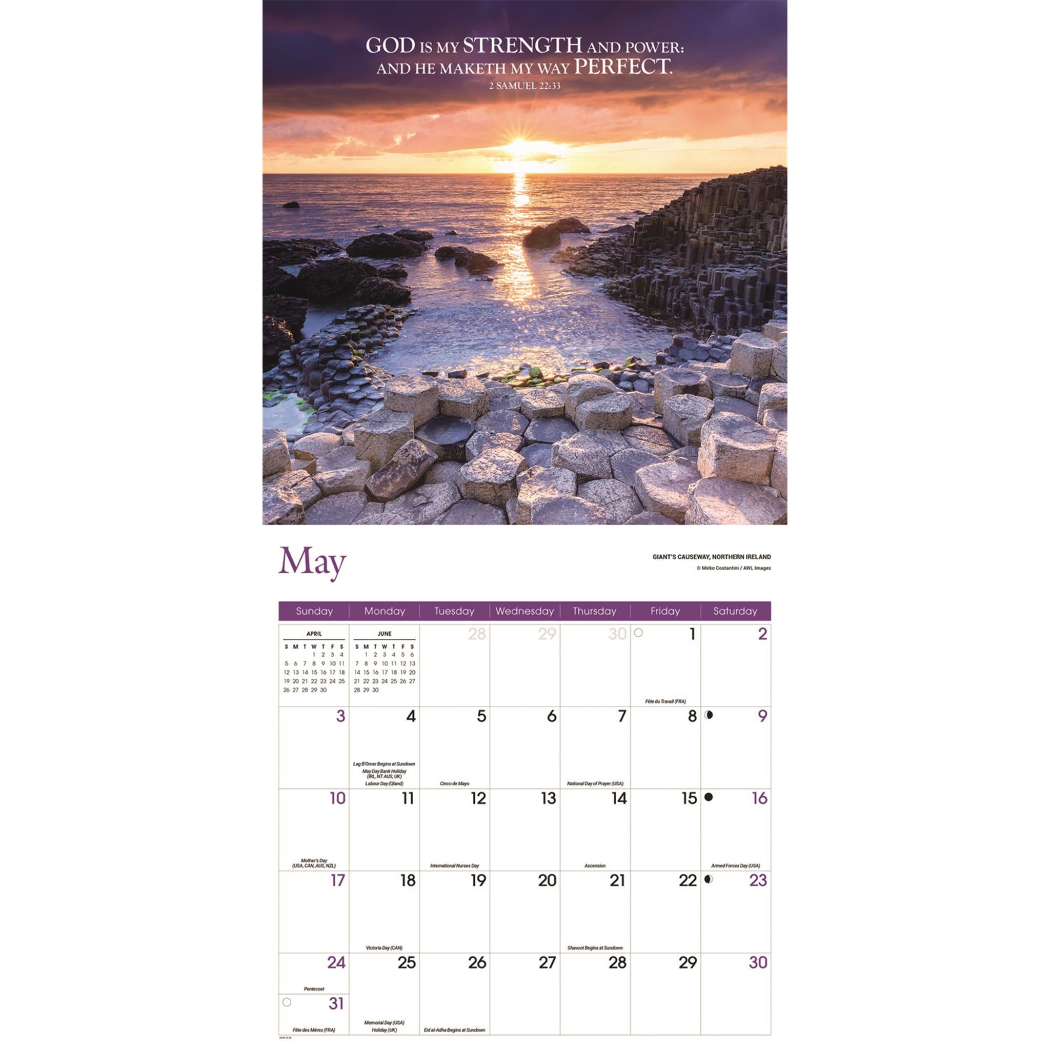 Calendrier mural des versets bibliques 2026