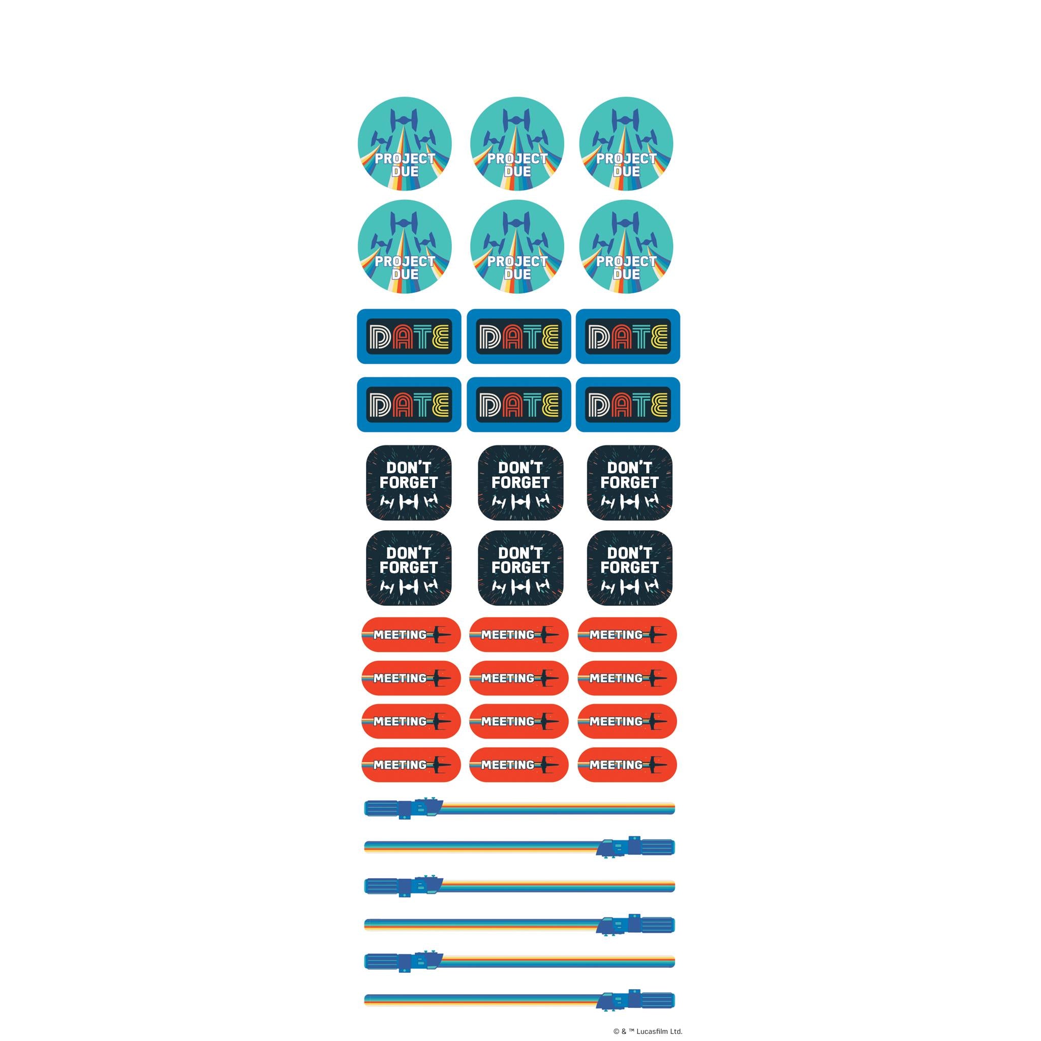 Autocollants de rappel de calendrier Star Wars