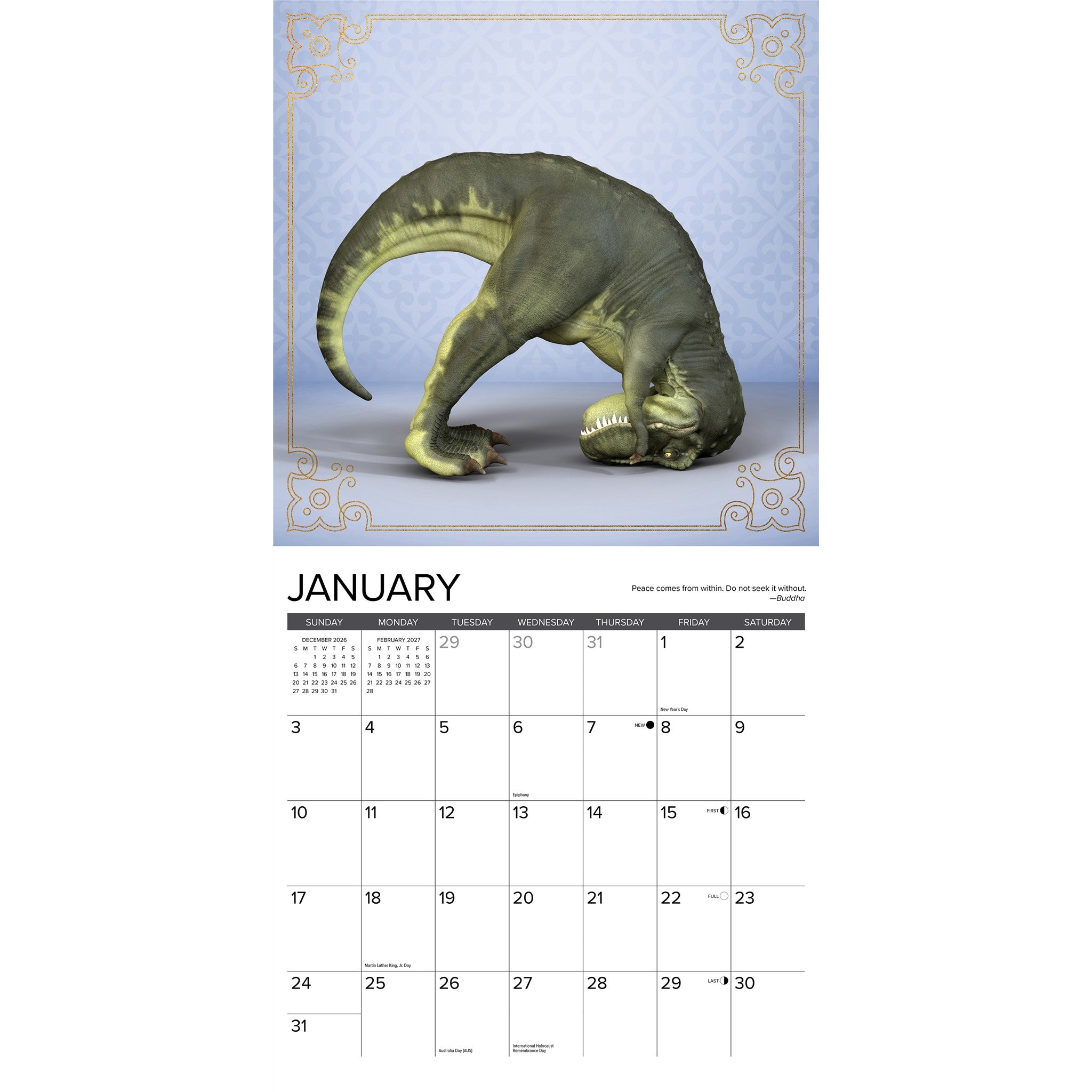 T-Rex Yoga 2027 Wall Calendar