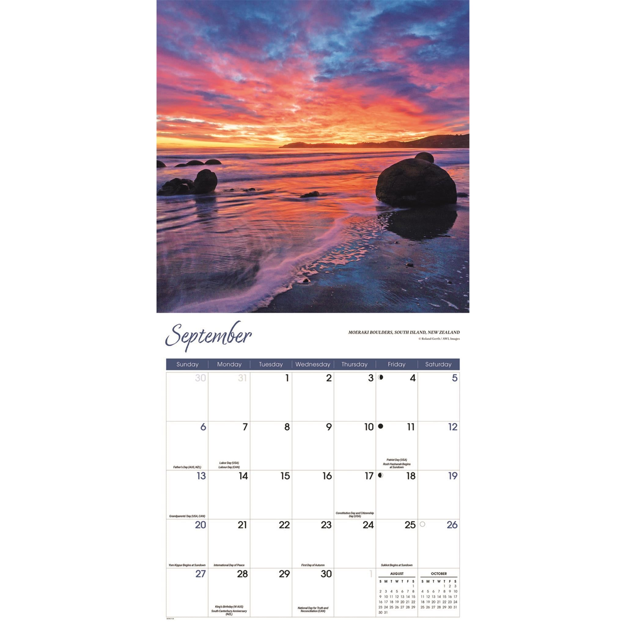 Calendrier mural Lever et Coucher de soleil 2026