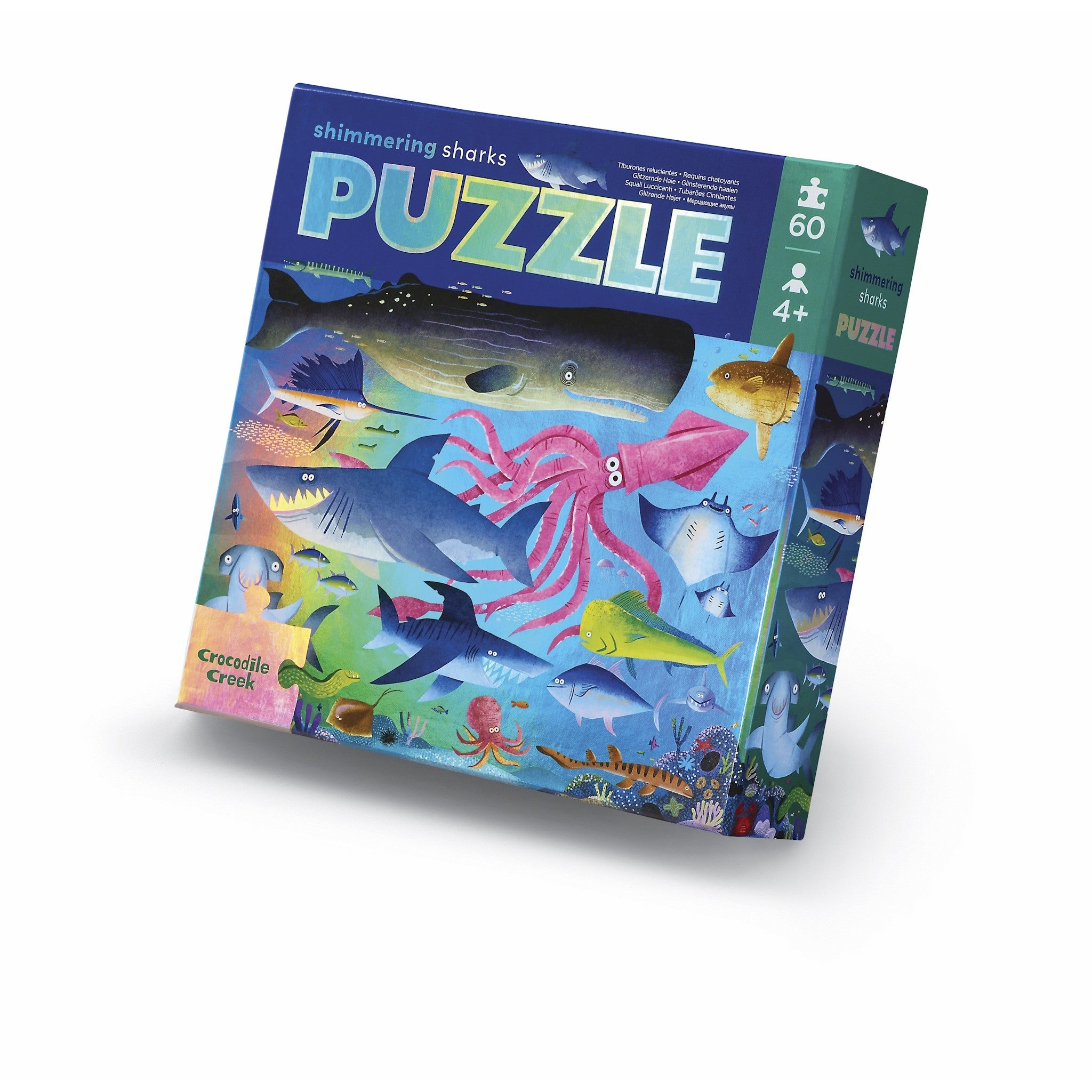 Puzzle holographique de 60 pièces « Requins scintillants »